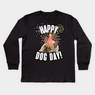 Happy International Dog Day Kids Long Sleeve T-Shirt